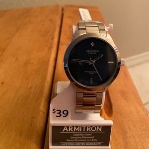 Armitron Black Dial Men's Date Watch Stainless Steel Luxury Water Timepiece